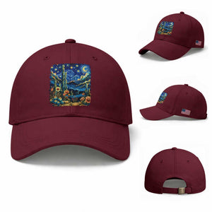 Desert Night Cactus Starry Night Arizona Stars Sky Nature Lover Gift Baseball Cap TS14 Baseball Cap Universal Fit Maroon Print Your Wear
