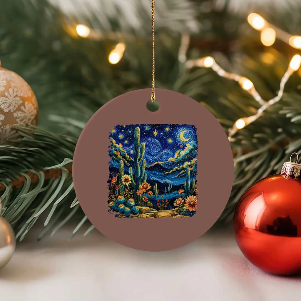 Desert Night Cactus Starry Night Arizona Stars Sky Nature Lover Gift Ceramic Ornament TS14 1pc Mocha Print Your Wear