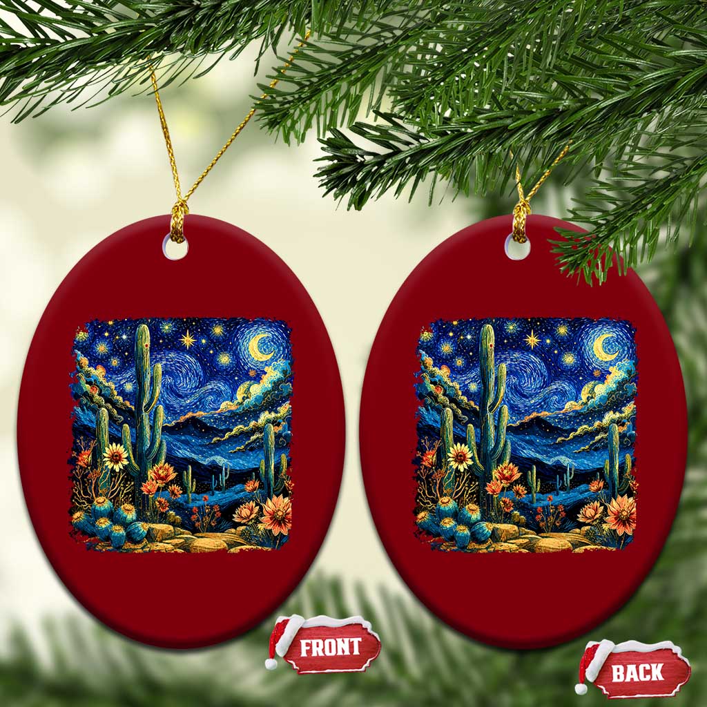 Desert Night Cactus Starry Night Arizona Stars Sky Nature Lover Gift Ceramic Ornament TS14 Print Your Wear