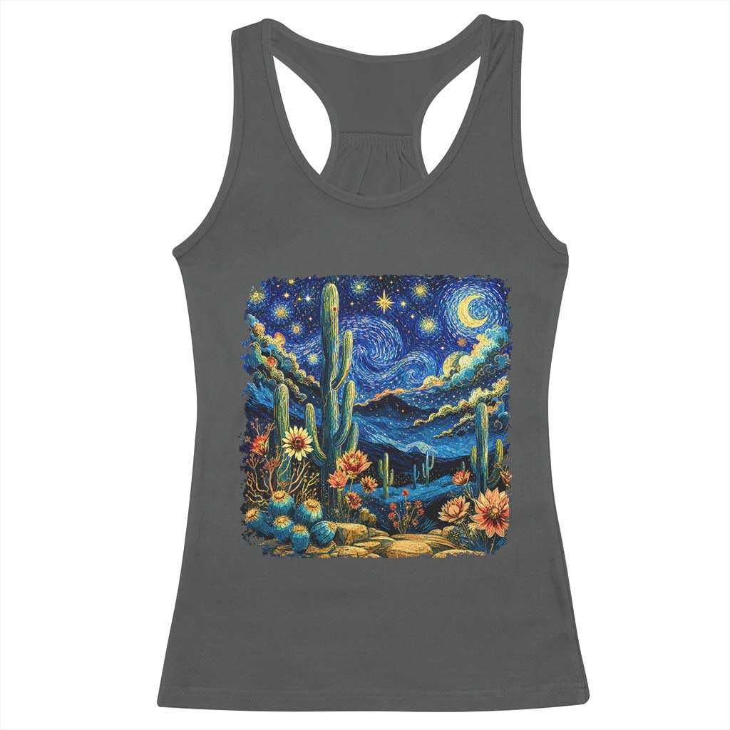 Desert Night Cactus Starry Night Arizona Stars Sky Nature Lover Gift Racerback Tank Top TS14 Dark Heather Print Your Wear