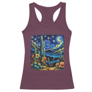 Desert Night Cactus Starry Night Arizona Stars Sky Nature Lover Gift Racerback Tank Top TS14 Maroon Print Your Wear