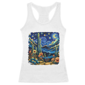 Desert Night Cactus Starry Night Arizona Stars Sky Nature Lover Gift Racerback Tank Top TS14 White Print Your Wear