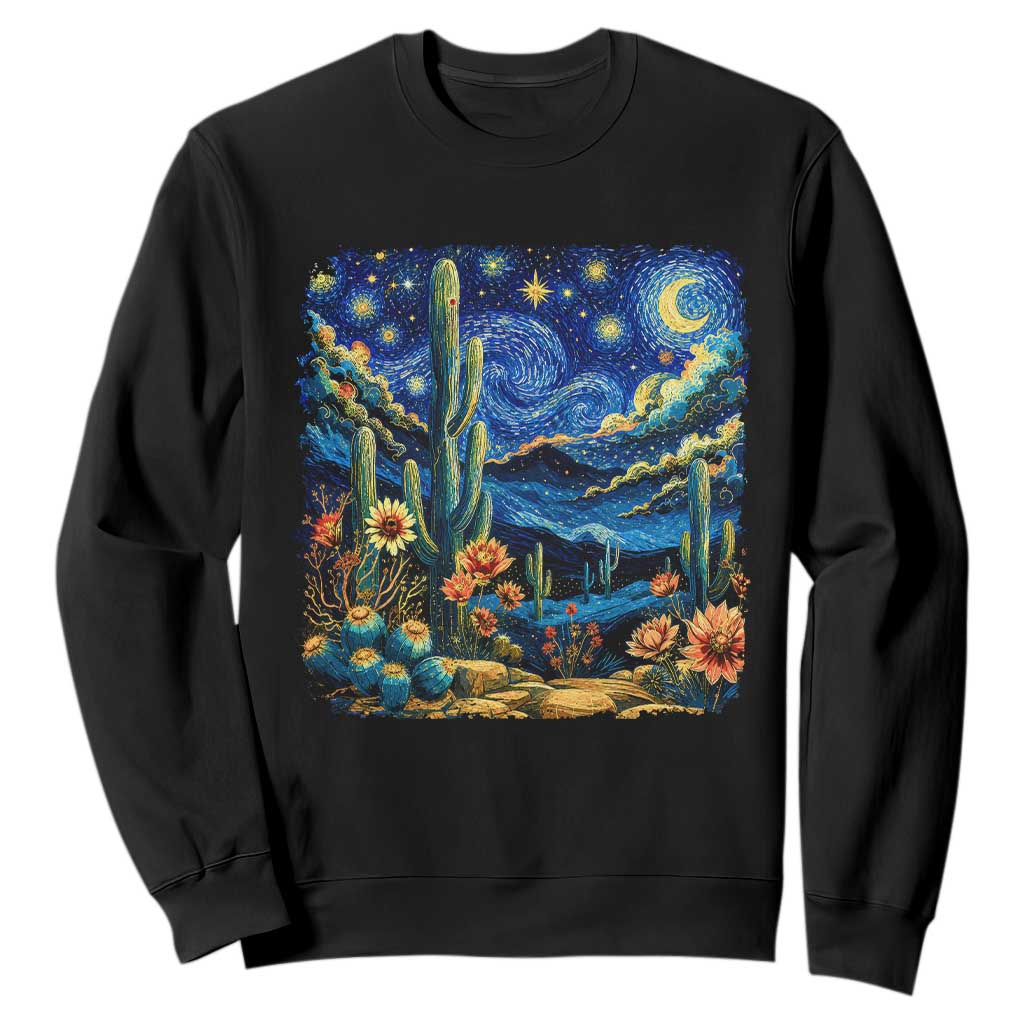 Desert Night Cactus Starry Night Arizona Stars Sky Nature Lover Gift Sweatshirt TS14 Black Print Your Wear