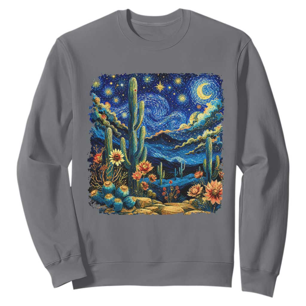 Desert Night Cactus Starry Night Arizona Stars Sky Nature Lover Gift Sweatshirt TS14 Charcoal Print Your Wear