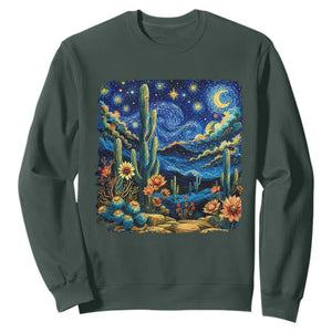 Desert Night Cactus Starry Night Arizona Stars Sky Nature Lover Gift Sweatshirt TS14 Dark Forest Green Print Your Wear
