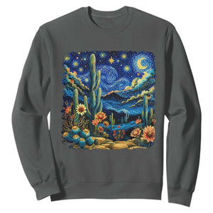 Desert Night Cactus Starry Night Arizona Stars Sky Nature Lover Gift Sweatshirt TS14 Dark Heather Print Your Wear