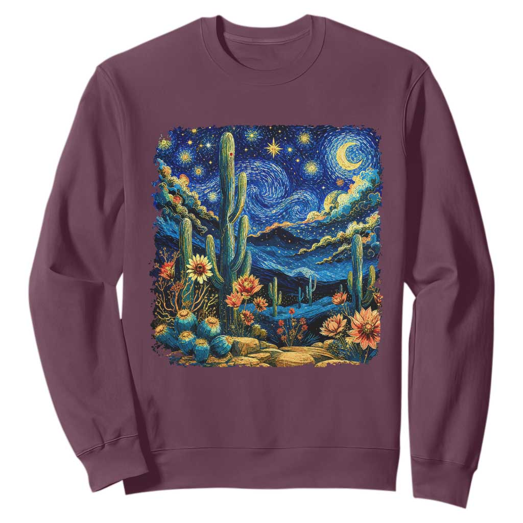 Desert Night Cactus Starry Night Arizona Stars Sky Nature Lover Gift Sweatshirt TS14 Maroon Print Your Wear