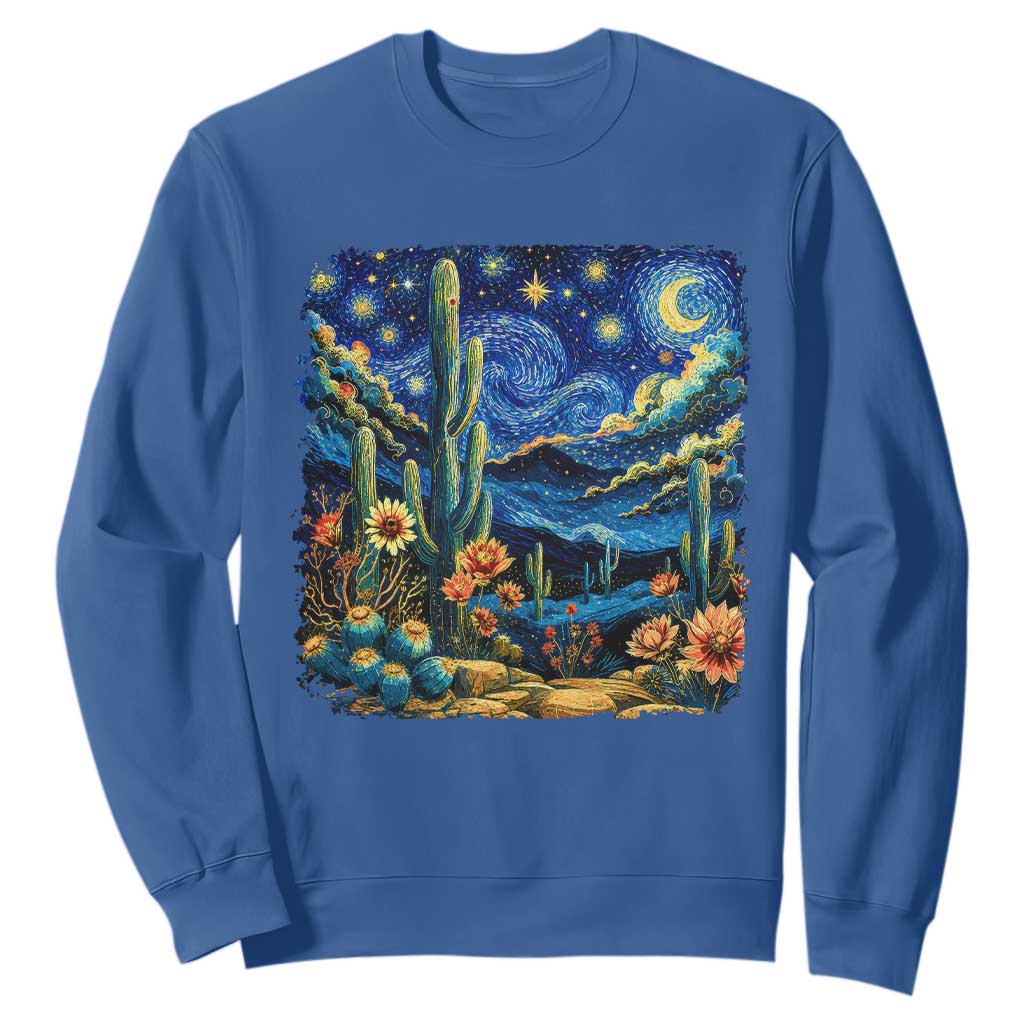 Desert Night Cactus Starry Night Arizona Stars Sky Nature Lover Gift Sweatshirt TS14 Royal Blue Print Your Wear