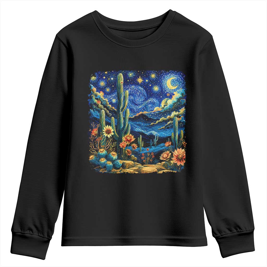 Desert Night Cactus Starry Night Arizona Stars Sky Nature Lover Gift Youth Sweatshirt TS14 Black Print Your Wear