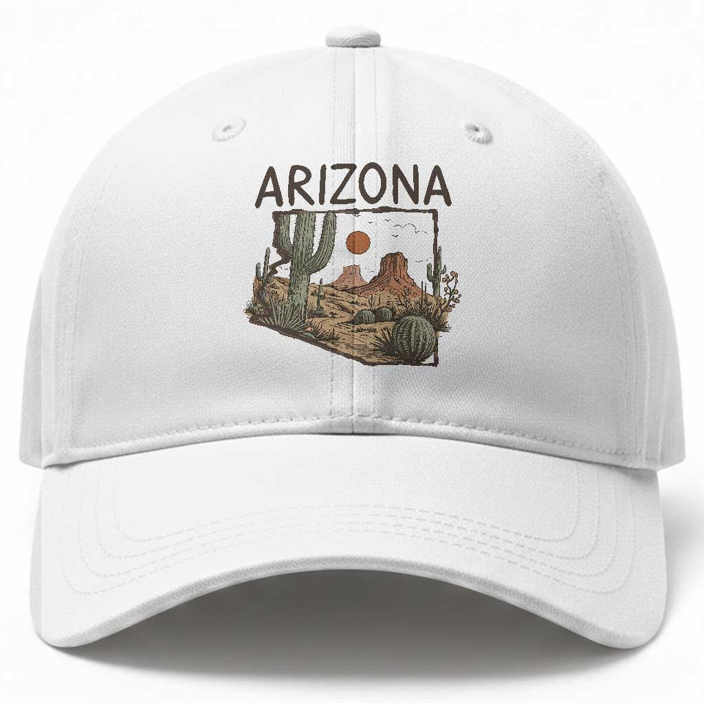 Arizona State Map Desert Landscape Cactus Southwest Baseball Cap TS14 Print Your Wear