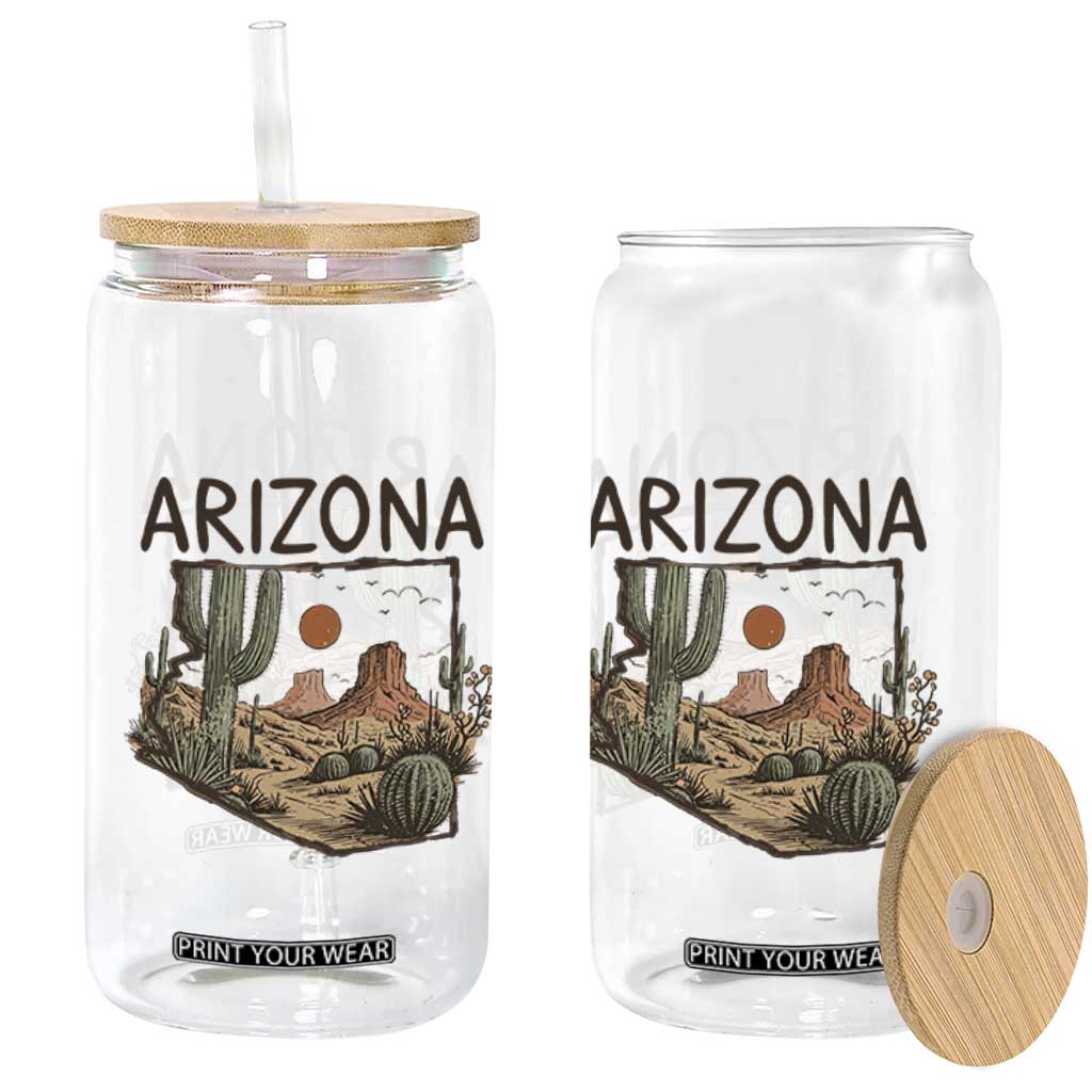 Arizona State Map Desert Landscape Cactus Southwest Glass Can TS14 Print Your Wear