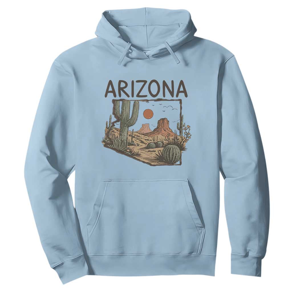 Arizona State Map Desert Landscape Cactus Southwest Hoodie TS14 Light Blue Print Your Wear