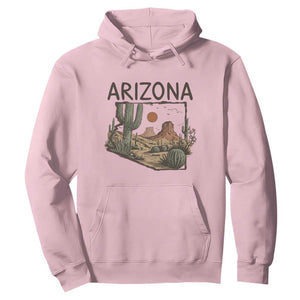 Arizona State Map Desert Landscape Cactus Southwest Hoodie TS14 Light Pink Print Your Wear