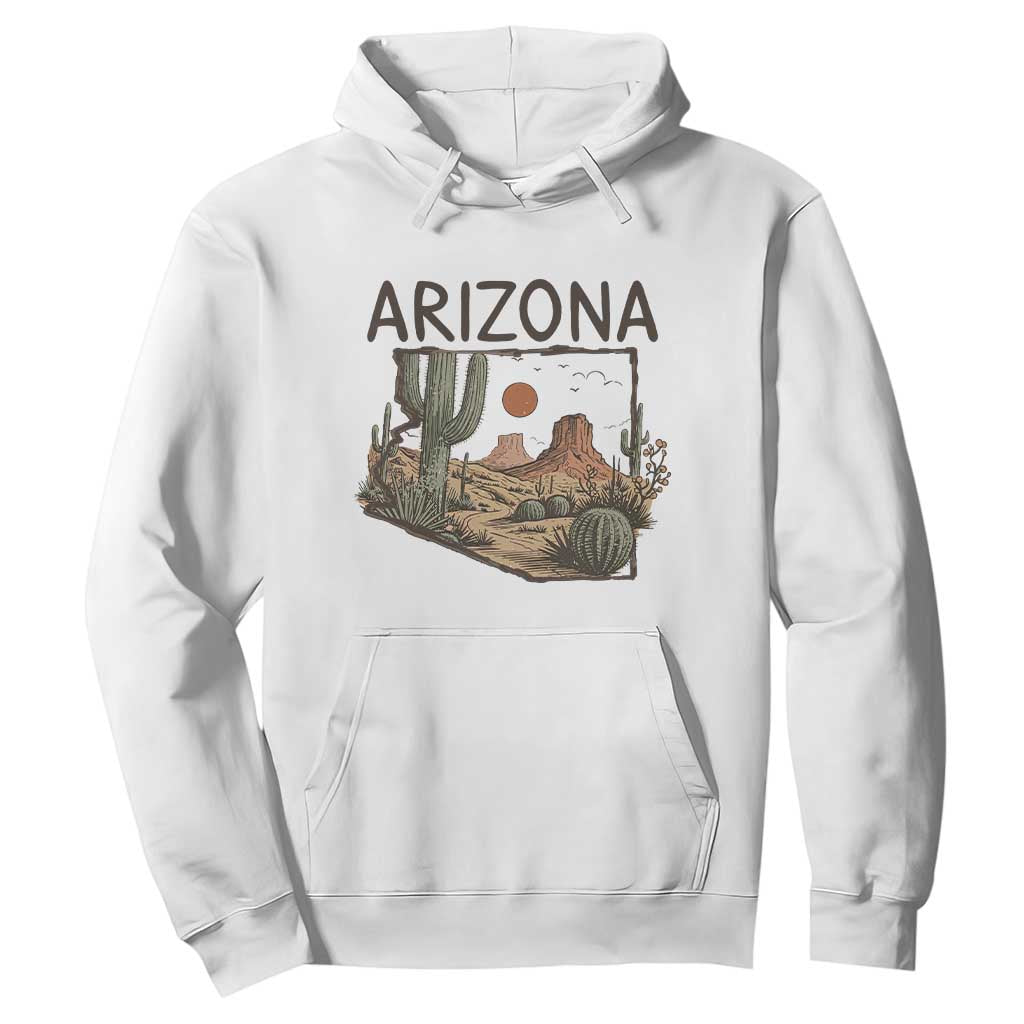 Arizona State Map Desert Landscape Cactus Southwest Hoodie TS14 White Print Your Wear