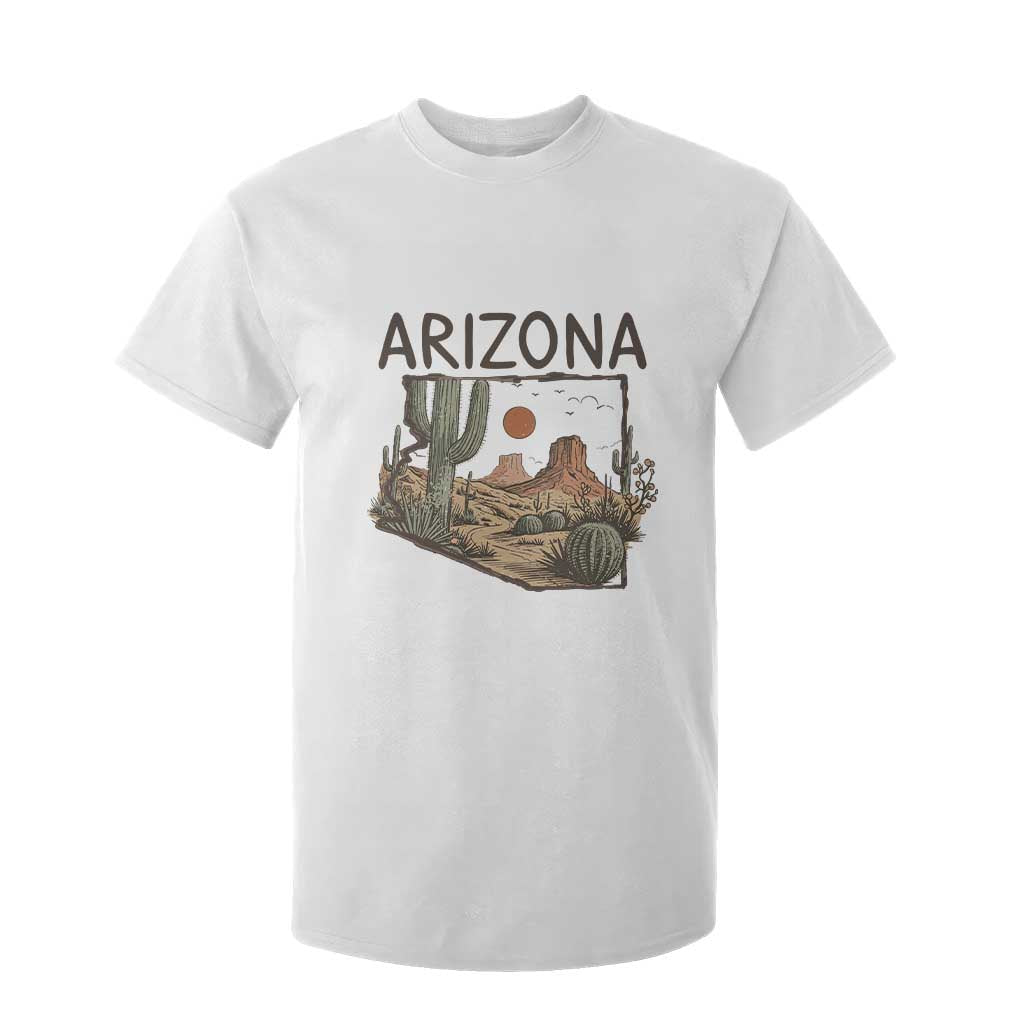Arizona State Map Desert Landscape Cactus Southwest T Shirt For Kid TS14 White Print Your Wear