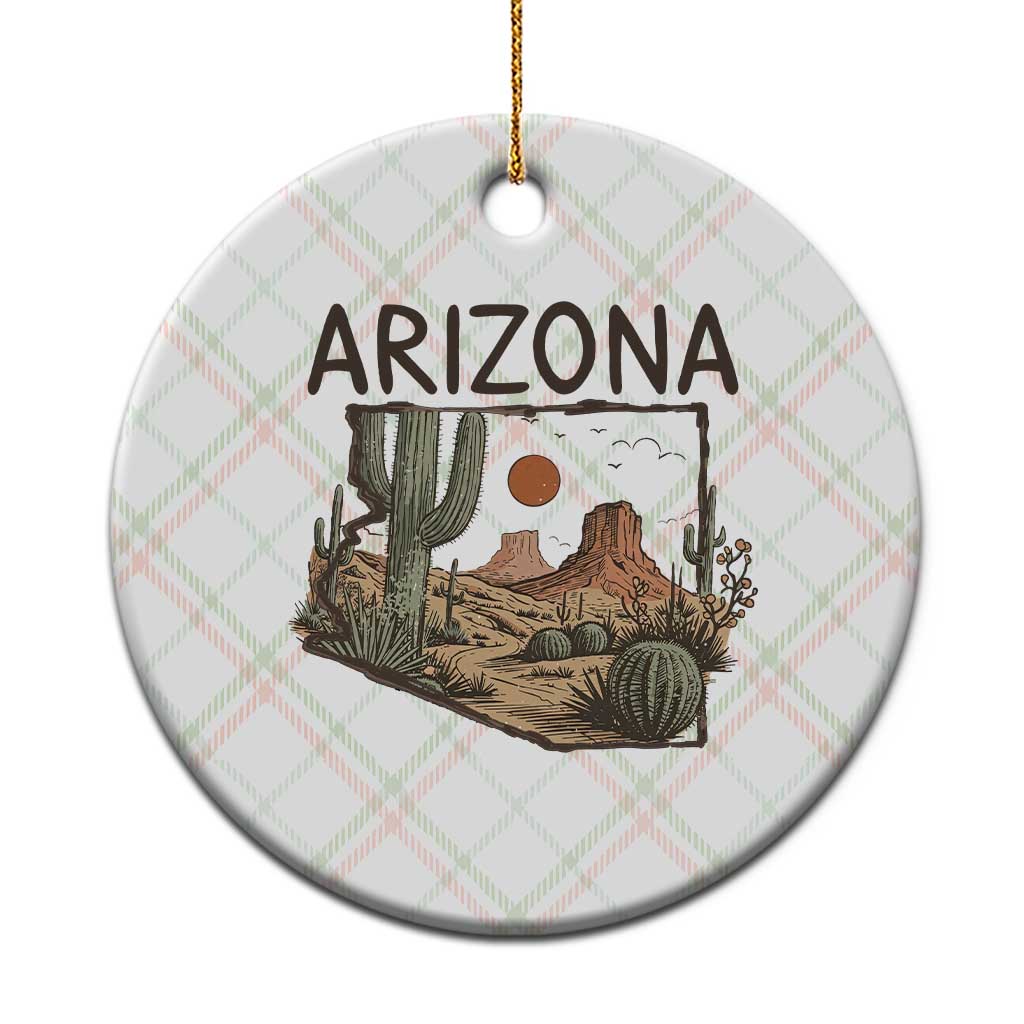 Arizona State Map Desert Landscape Cactus Southwest Ceramic Ornament TS14 1pc Christmas Plaid Print Your Wear