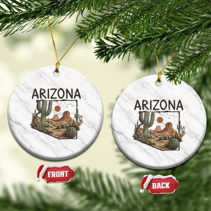 Arizona State Map Desert Landscape Cactus Southwest Ceramic Ornament TS14 1pc White Marble Print Your Wear