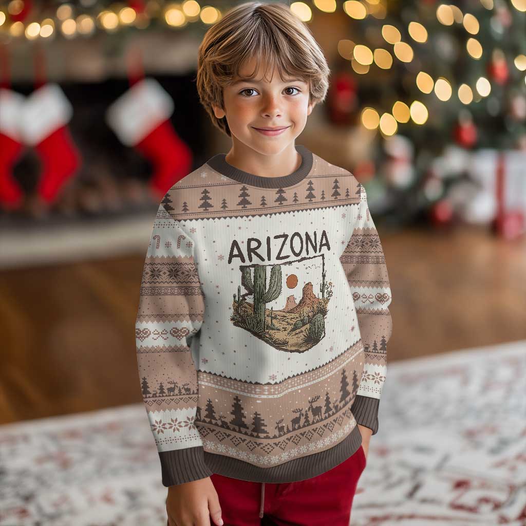 Arizona State Map Desert Landscape Cactus Southwest Ugly Christmas Sweater TS14 Mocha Mousse Print Your Wear