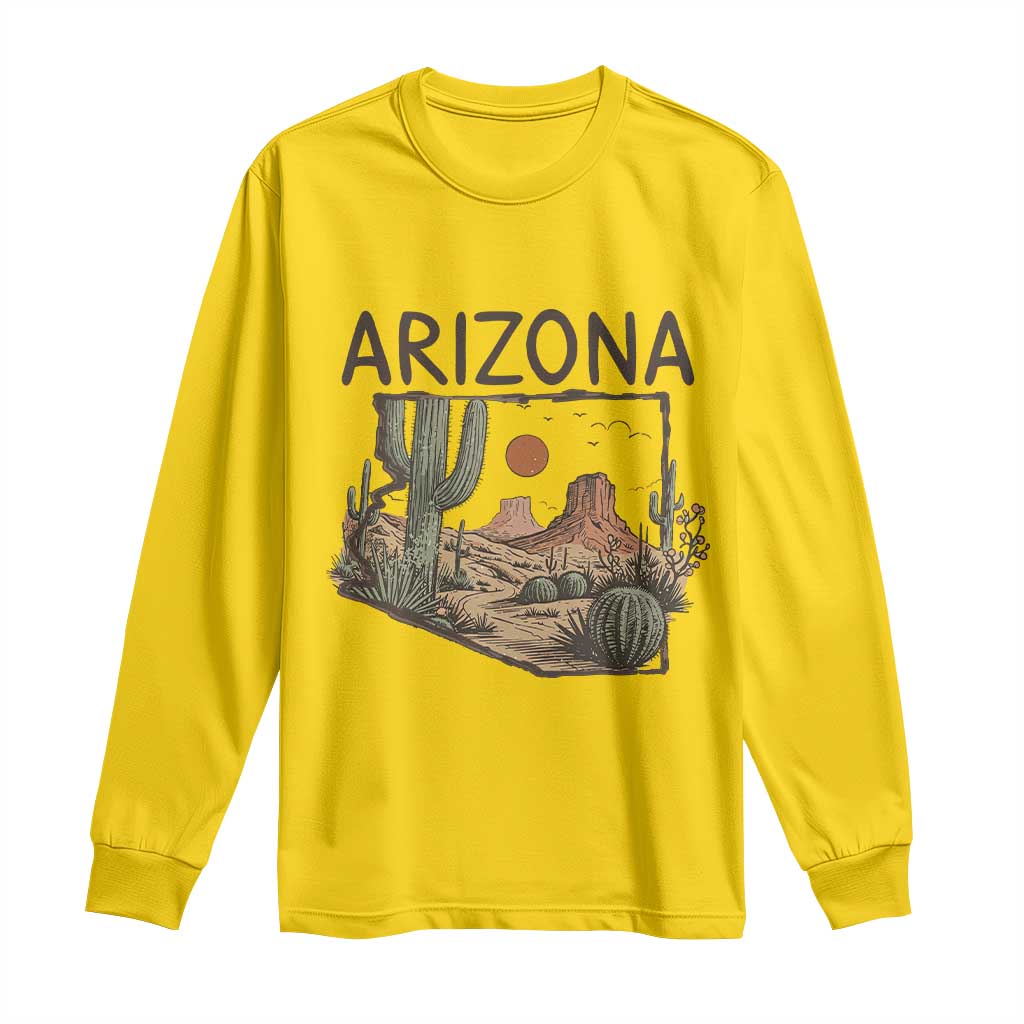 Arizona State Map Desert Landscape Cactus Southwest Long Sleeve Shirt TS14 Daisy Print Your Wear