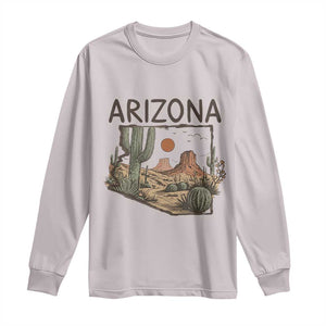 Arizona State Map Desert Landscape Cactus Southwest Long Sleeve Shirt TS14 Ice Gray Print Your Wear