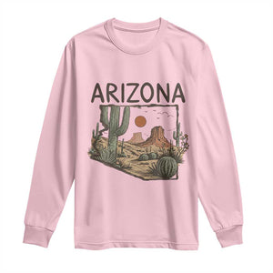 Arizona State Map Desert Landscape Cactus Southwest Long Sleeve Shirt TS14 Light Pink Print Your Wear