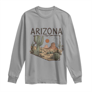 Arizona State Map Desert Landscape Cactus Southwest Long Sleeve Shirt TS14 Sport Gray Print Your Wear