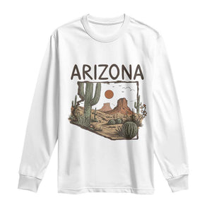 Arizona State Map Desert Landscape Cactus Southwest Long Sleeve Shirt TS14 White Print Your Wear