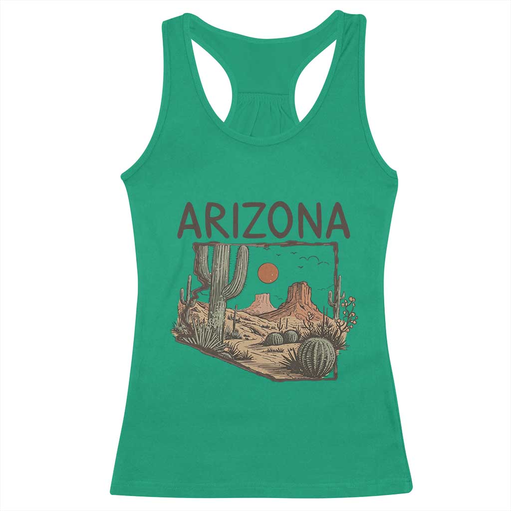 Arizona State Map Desert Landscape Cactus Southwest Racerback Tank Top TS14 Irish Green Print Your Wear