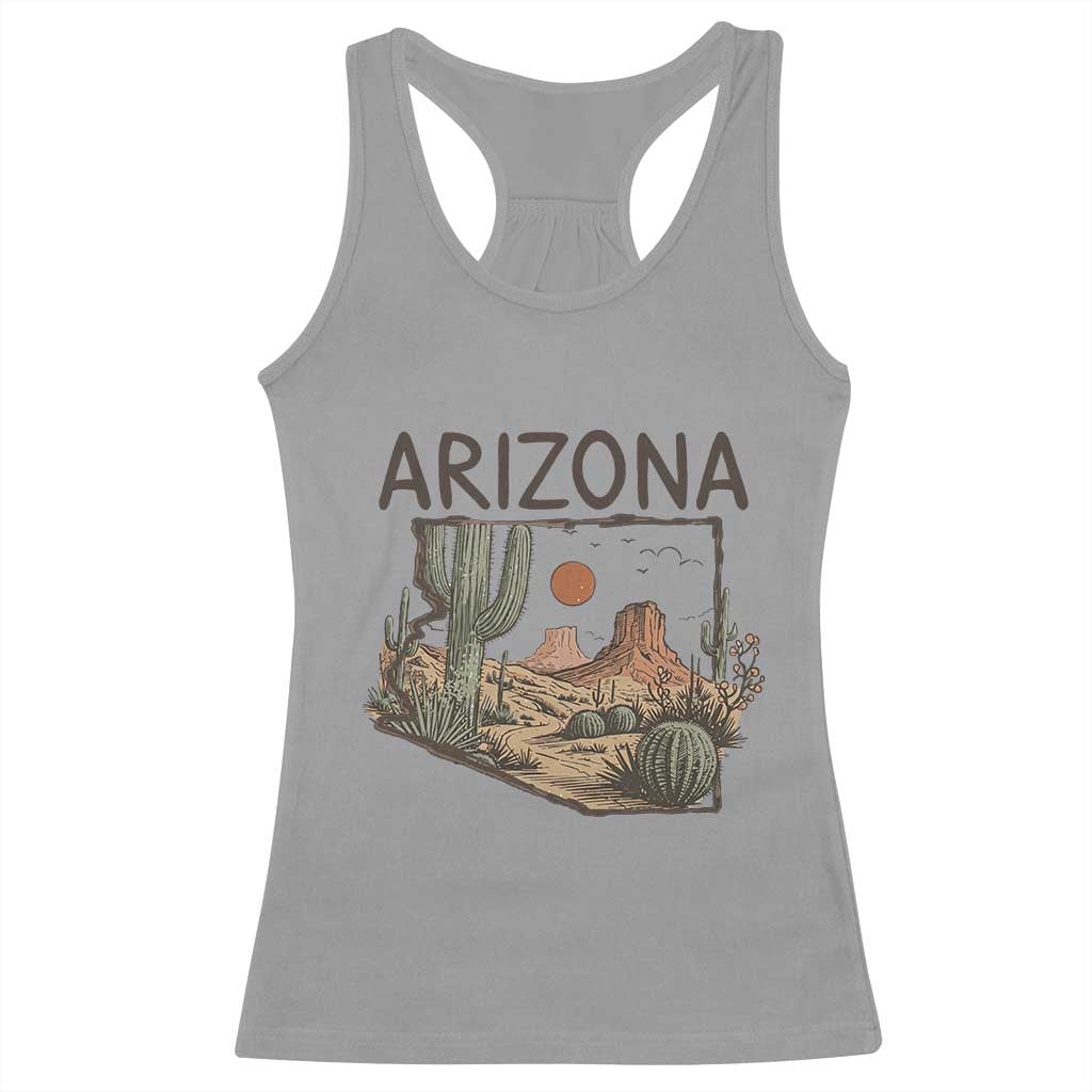 Arizona State Map Desert Landscape Cactus Southwest Racerback Tank Top TS14 Sport Gray Print Your Wear