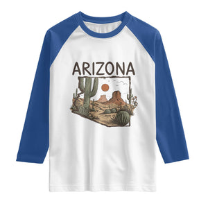 Arizona State Map Desert Landscape Cactus Southwest Raglan Shirt TS14 White Royal Print Your Wear