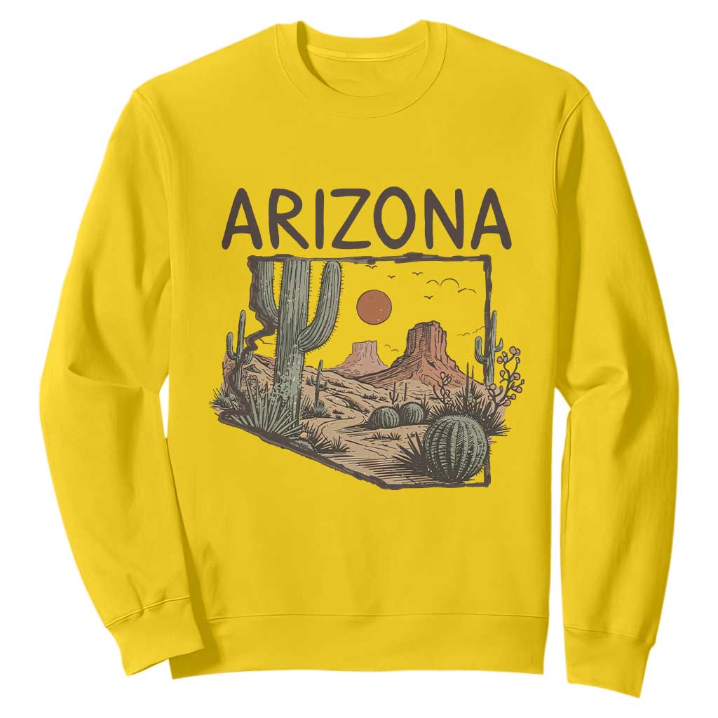 Arizona State Map Desert Landscape Cactus Southwest Sweatshirt TS14 Daisy Print Your Wear
