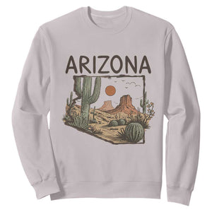 Arizona State Map Desert Landscape Cactus Southwest Sweatshirt TS14 Ice Gray Print Your Wear