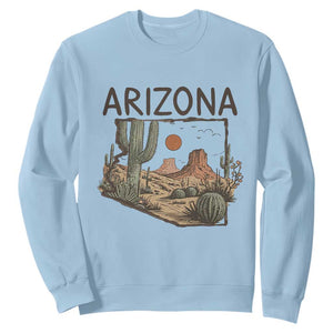 Arizona State Map Desert Landscape Cactus Southwest Sweatshirt TS14 Light Blue Print Your Wear