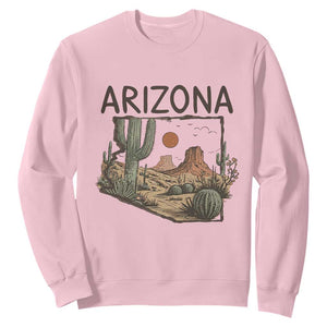 Arizona State Map Desert Landscape Cactus Southwest Sweatshirt TS14 Light Pink Print Your Wear