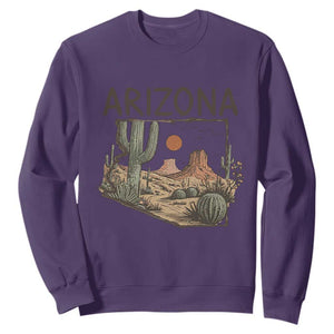 Arizona State Map Desert Landscape Cactus Southwest Sweatshirt TS14 Purple Print Your Wear