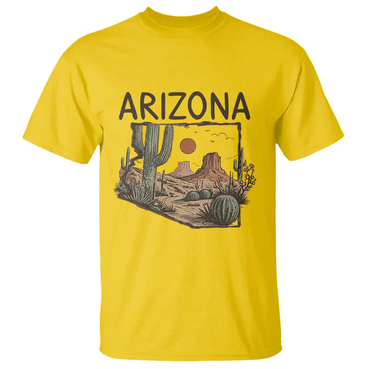 Arizona State Map Desert Landscape Cactus Southwest T Shirt TS14 Daisy Print Your Wear