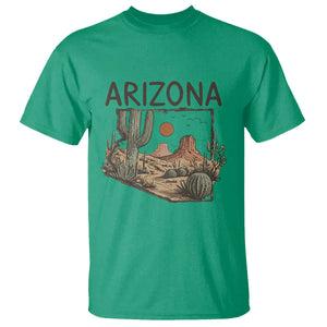 Arizona State Map Desert Landscape Cactus Southwest T Shirt TS14 Irish Green Print Your Wear