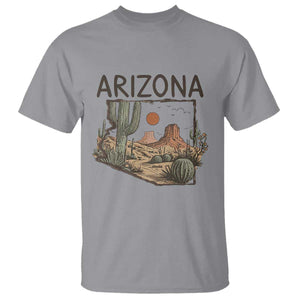 Arizona State Map Desert Landscape Cactus Southwest T Shirt TS14 Sport Gray Print Your Wear