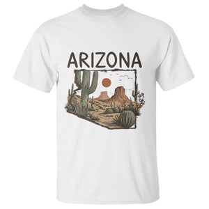 Arizona State Map Desert Landscape Cactus Southwest T Shirt TS14 White Print Your Wear