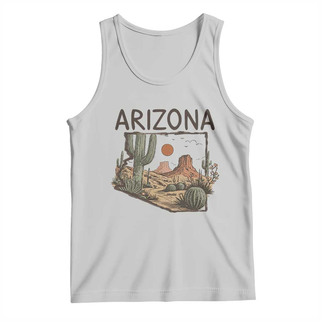 Arizona State Map Desert Landscape Cactus Southwest Tank Top TS14 Ash Print Your Wear