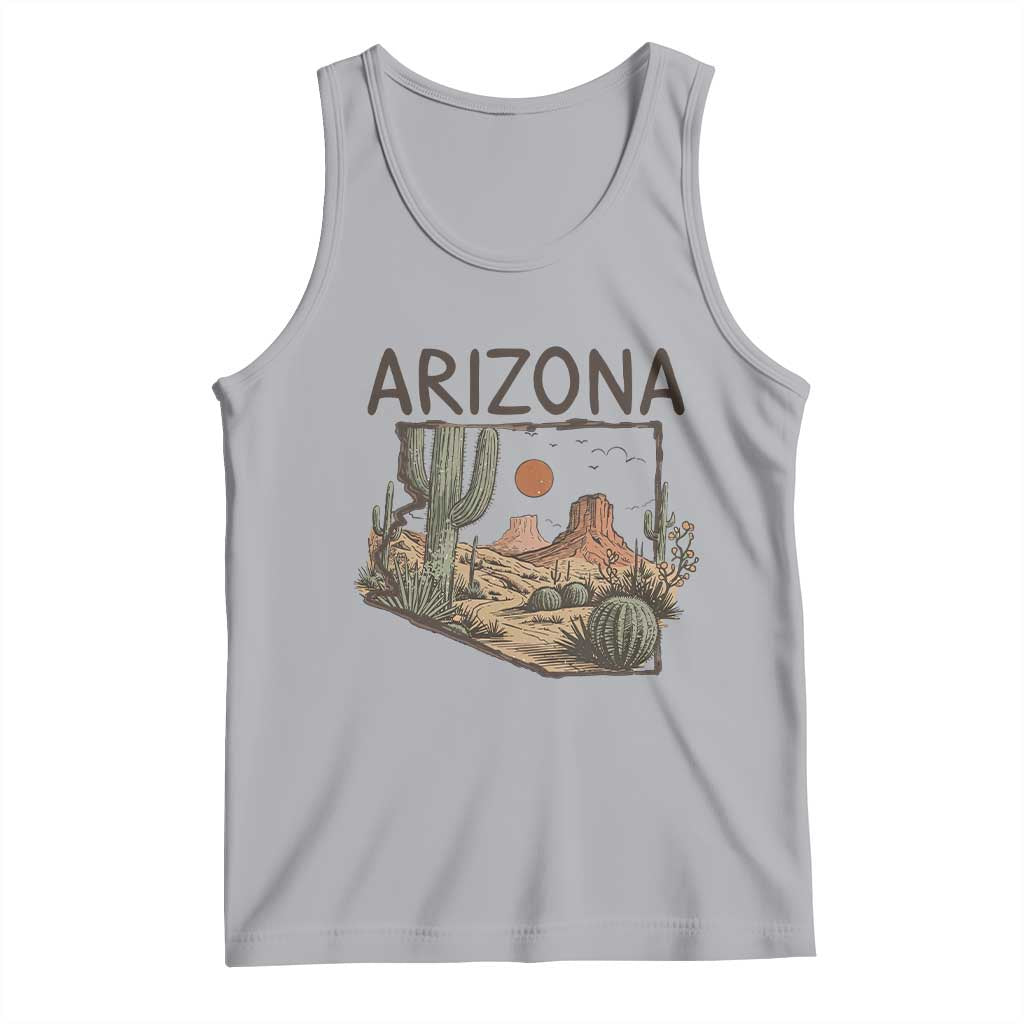 Arizona State Map Desert Landscape Cactus Southwest Tank Top TS14 Athletic Heather Print Your Wear