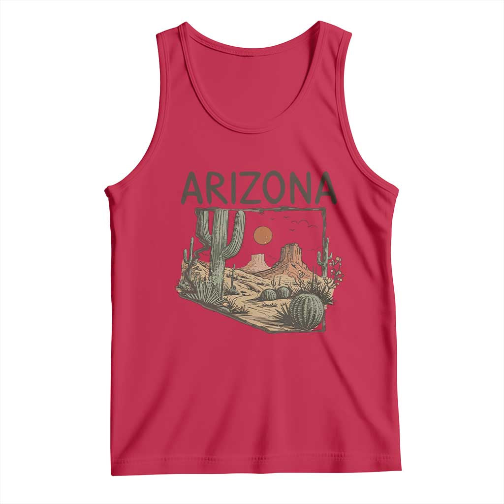 Arizona State Map Desert Landscape Cactus Southwest Tank Top TS14 Red Print Your Wear