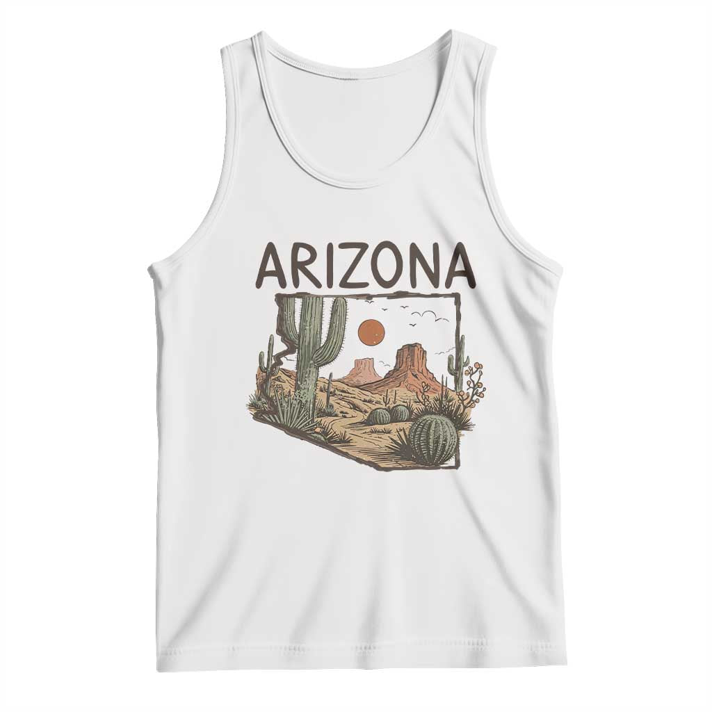 Arizona State Map Desert Landscape Cactus Southwest Tank Top TS14 White Print Your Wear