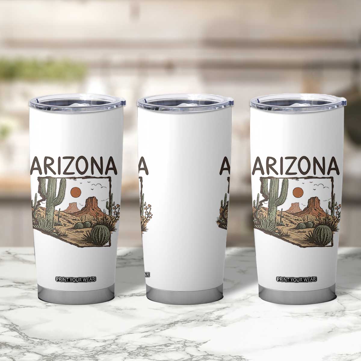 Arizona State Map Desert Landscape Cactus Southwest Tumbler Cup TS14 Print Your Wear