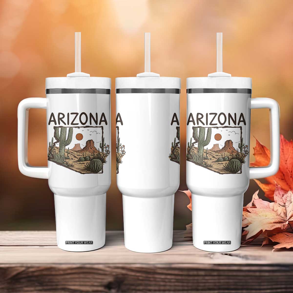 Arizona State Map Desert Landscape Cactus Southwest Tumbler With Handle TS14 Print Your Wear