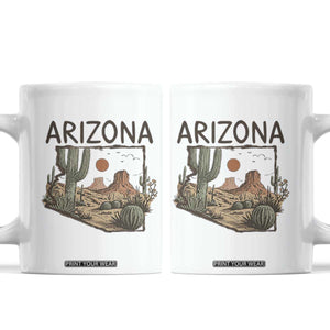 Arizona State Map Desert Landscape Cactus Southwest Coffee Mug TS14 White Print Your Wear