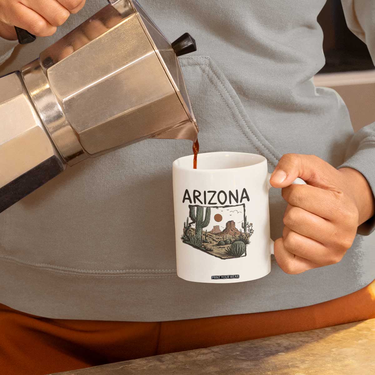 Arizona State Map Desert Landscape Cactus Southwest Coffee Mug TS14 Print Your Wear