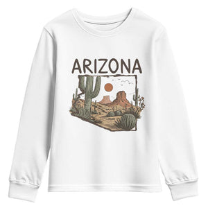 Arizona State Map Desert Landscape Cactus Southwest Youth Sweatshirt TS14 White Print Your Wear