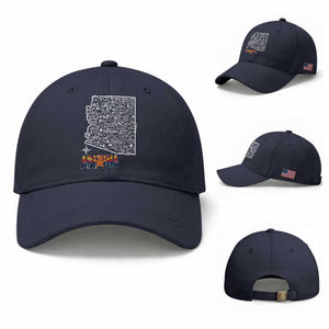 Arizona Map Phoenix Sedona Tucson Southwest Travel Baseball Cap TS14 Baseball Cap Universal Fit Navy Print Your Wear
