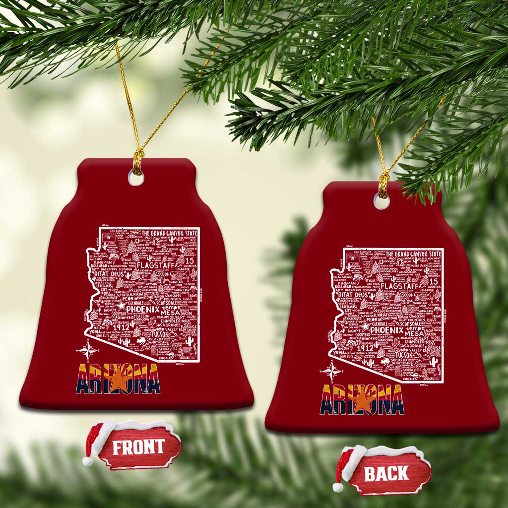 Arizona Map Phoenix Sedona Tucson Southwest Travel Ceramic Ornament TS14 Print Your Wear